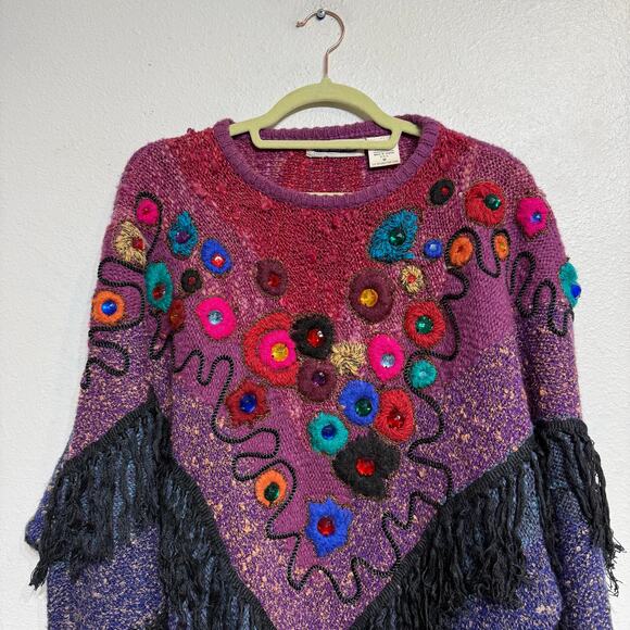 Mariea Kim Purple Oversized Vintage Sweater Sz M - Picture 3 of 11